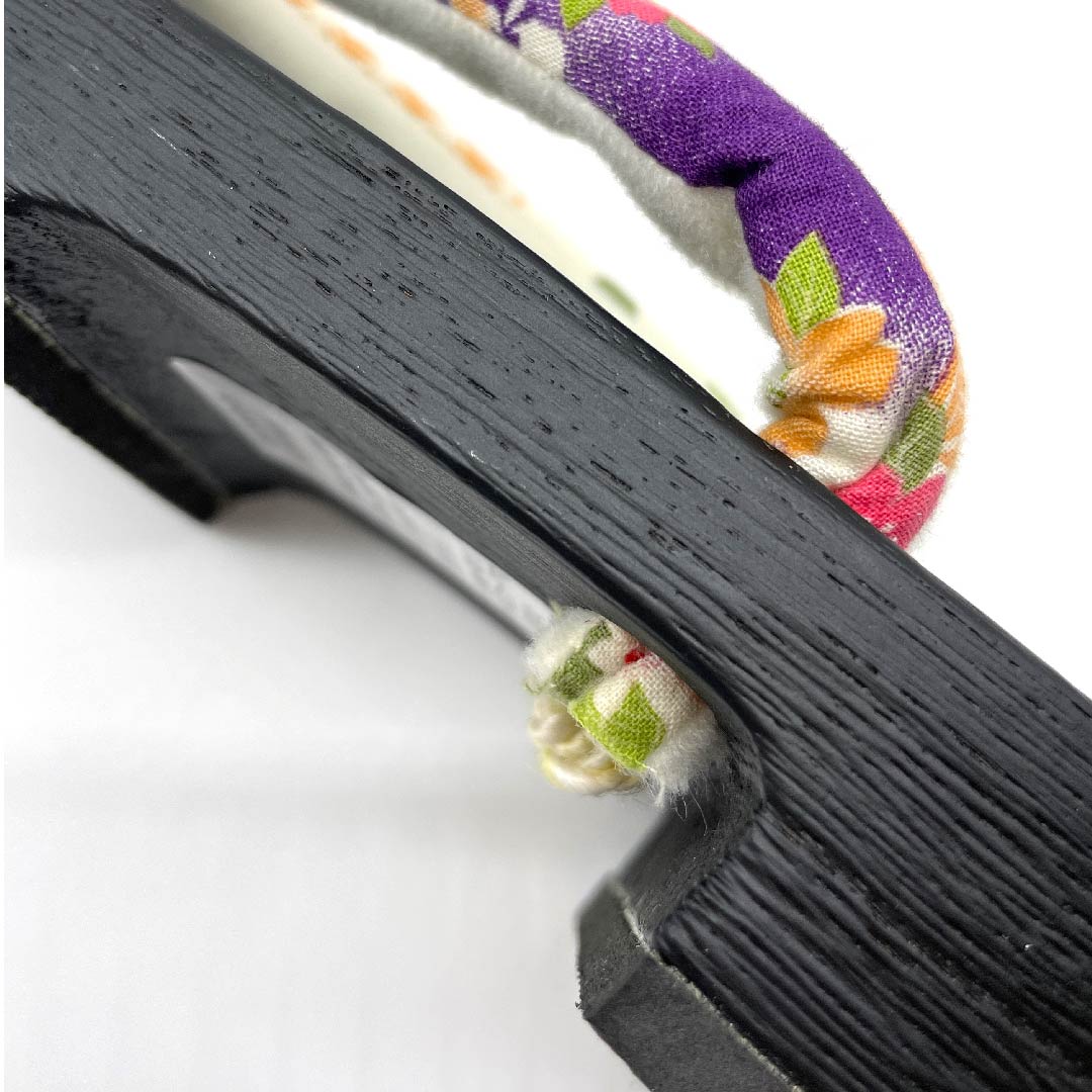 （新品未使用品）下駄 菊 桜 麻の葉 七宝 XLサイズ 黒系 NEWランク 1122001021510