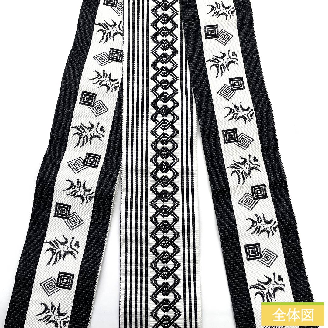 (Unmade) Kaku-obi (sash) Polyester Kabuki Kumadori Yoshiwara Tsunagi Reversible Length 400cm Width 9.5cm S Rank White 1134000272911