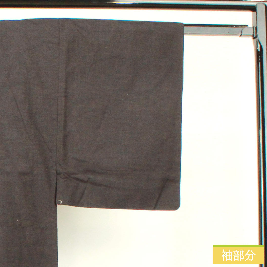 男物 正絹 身丈129cm 裄丈63.5cm 黒鼠色（くろねずいろ） 真綿紬 Sランク 袷 茶系 1119000852214