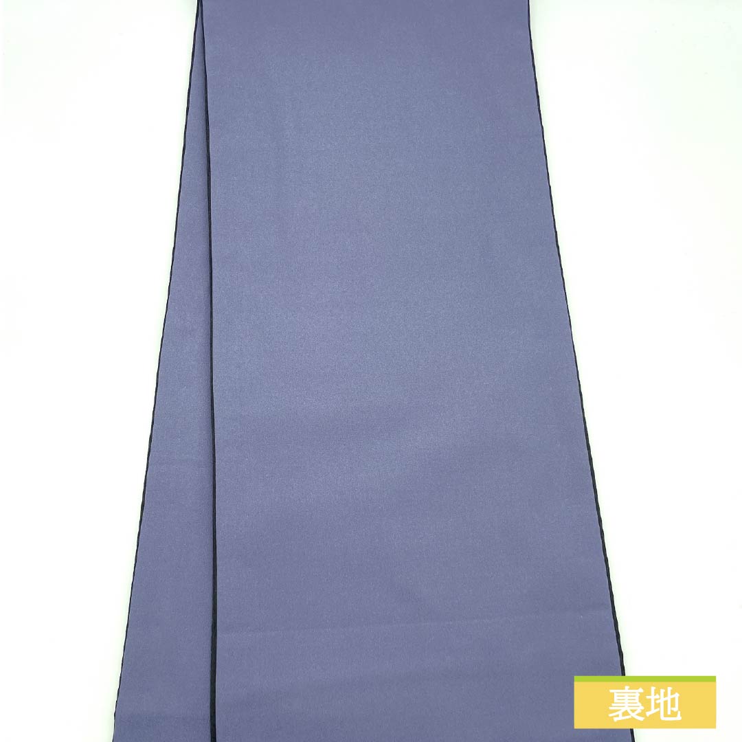 (Kyoto Fukuro Obi) Nagoya Obi, Polyester, S-Rank, Kyoto Fukuro Obi, Dyed, Shibori Pattern, Wave Pattern, Length 380cm, Six-Ply, Casual, Black, 1124010992410, Open-Weave