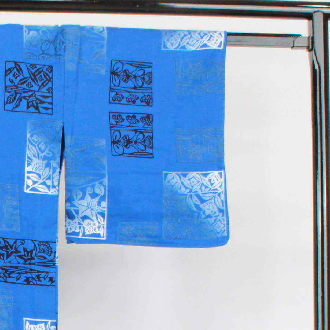 Yukata, blue, abstract pattern, cotton, S rank, single layer, length 159cm, sleeve length 66.5cm, blue, 1118002422317