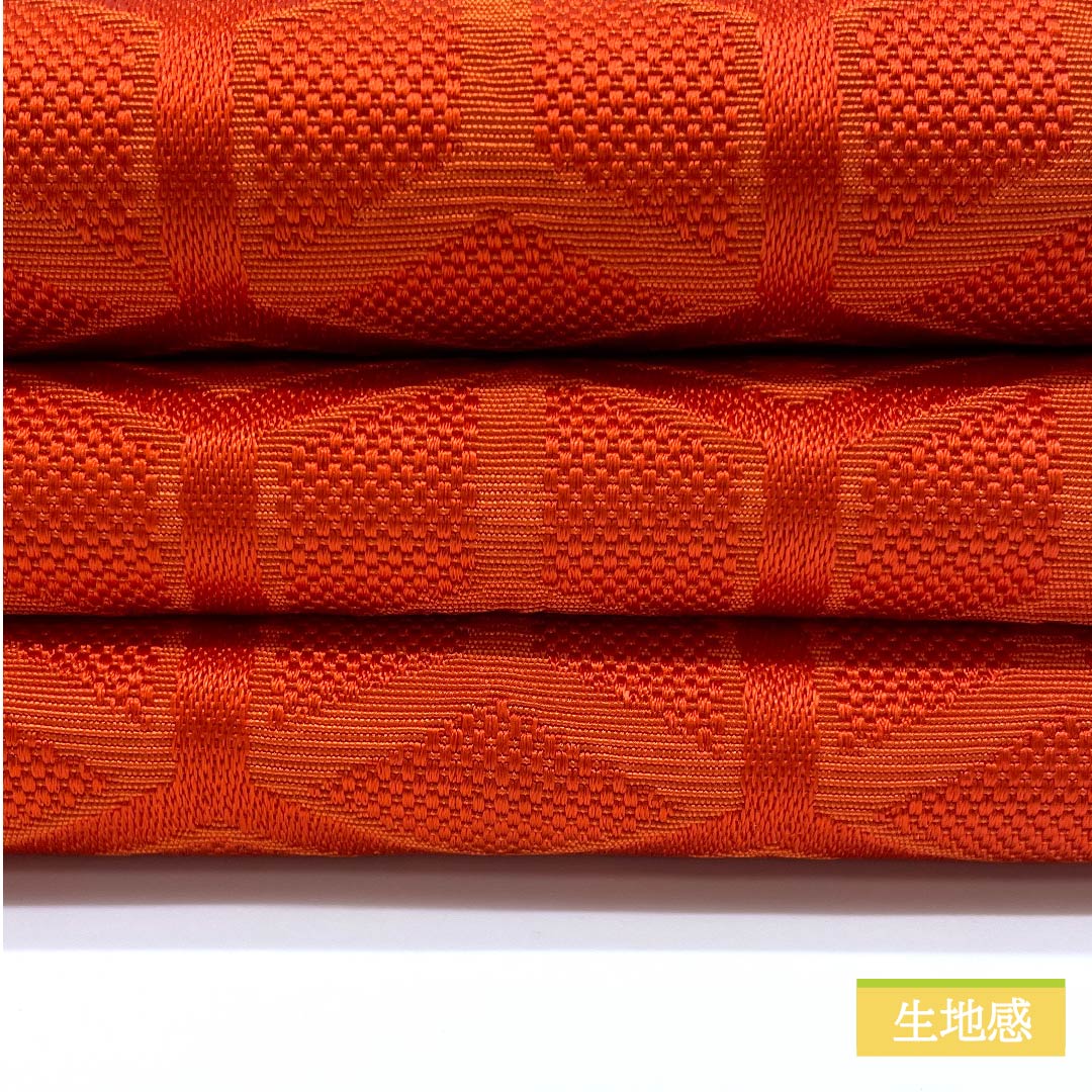 [Unsewn] Reversible obi, polyester, S rank, scarlet, tortoiseshell with triple diamonds, classic pattern, geometric pattern. Obi length 346cm. Red family. 1125001012312
