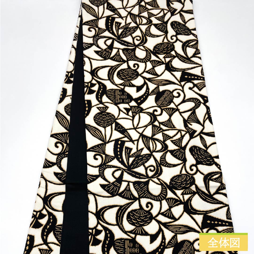 Fukuro Obi, pure silk, chalk color, abstract pattern, obi length 450cm, S rank, full length, casual, white, 1123012482411