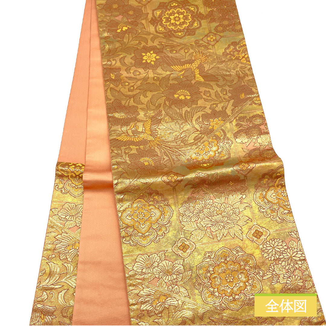 Fukuro Obi (Sash), Pure Silk, S-Rank, Nishijin Weave, Genuine Gold and Silk Leaf, Saijo Reika Design, Length 438cm, Six-Ply, Formal, Gradient Pattern, Product Number: 1123016142399