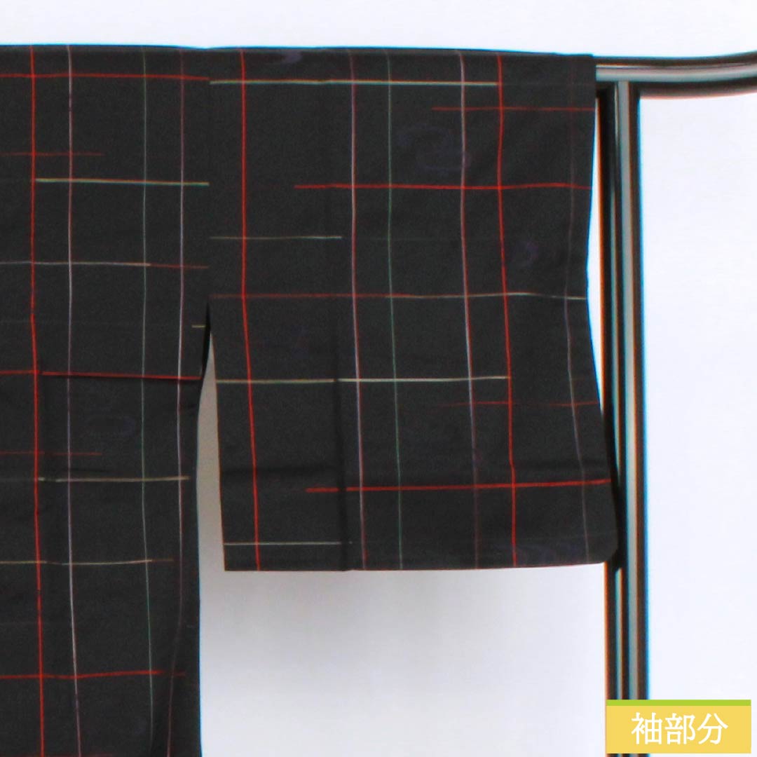 Michiyuki Coat, Polyester, S Rank, Length 84cm, Sleeve Length 65cm, Check Pattern, Single-Layer, Black, 1117001342910