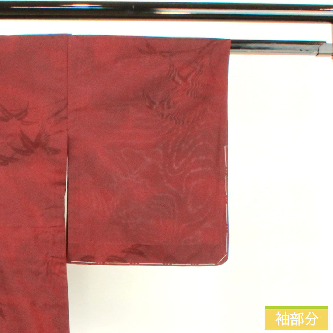 Summer pure silk komon length 156cm sleeve length 62.5cm dark red (monkfish) monsha bamboo grass gauze S rank red 1132001902312