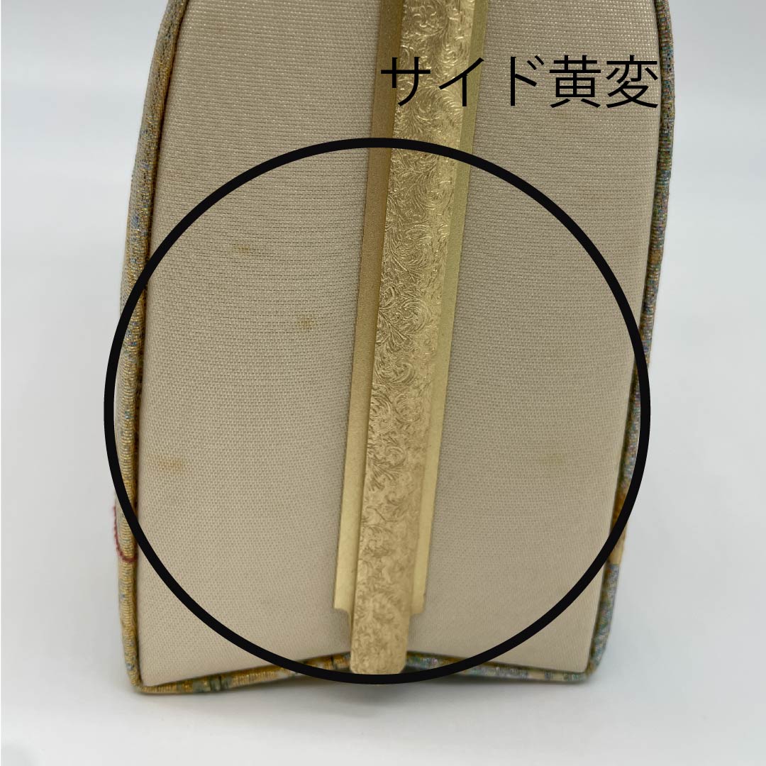 Formal Japanese style bag, gold color, crane, pine, chrysanthemum, gold, A rank, 113900026321
