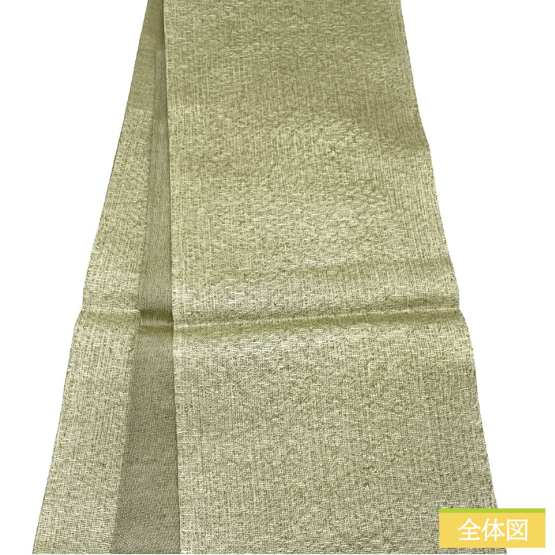 Fukuro Obi (Sash), Pure Silk, S-Rank, Comb Weave, Nishijin-ori, Abstract Pattern, Length 472cm, Pointed Pattern, Casual, Green, Item Number 1123016772419