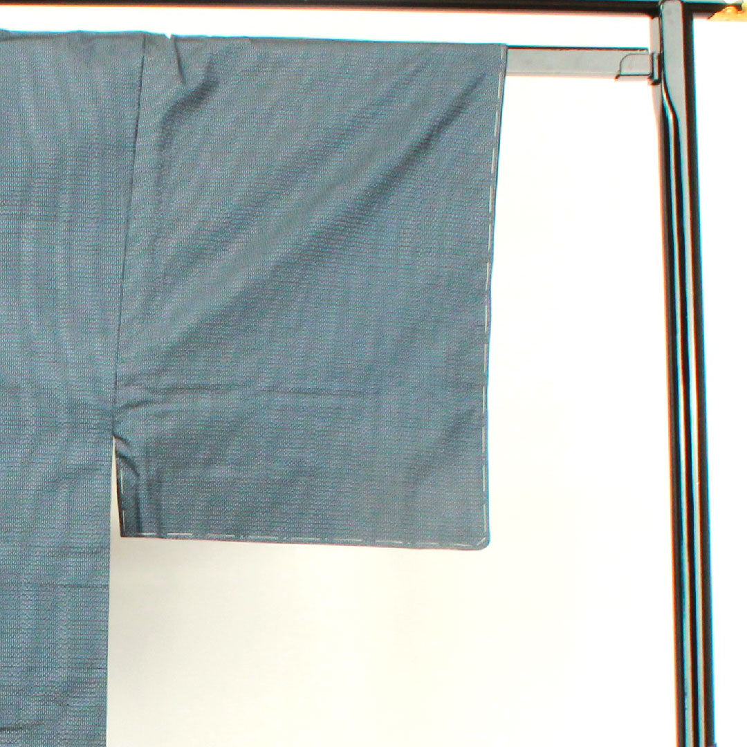 Men's Length 142.5cm Sleeve length 66.5cm Oshima Tsumugi ensemble Warp and weft ikat Pure silk S rank Awase Navy blue 1119000482418