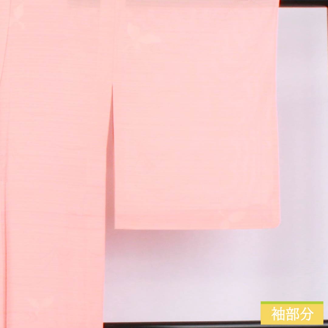Summer pure silk komon kimono, length 154cm, sleeve length 63cm, pale crimson red (usubeniakairo), crested ro (ro) fabric with a plant and tree pattern, S rank, pink, product number 1132002852213