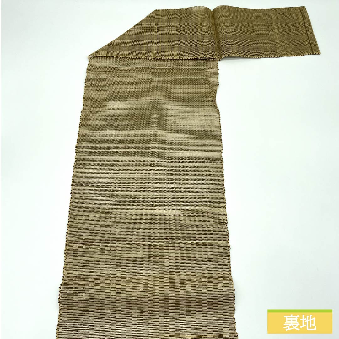 Nagoya obi, pure silk, straw color, summer obi, maple leaf, obi length 355cm, S rank, point pattern, semi-formal, beige, 1124008192325, pine needle style