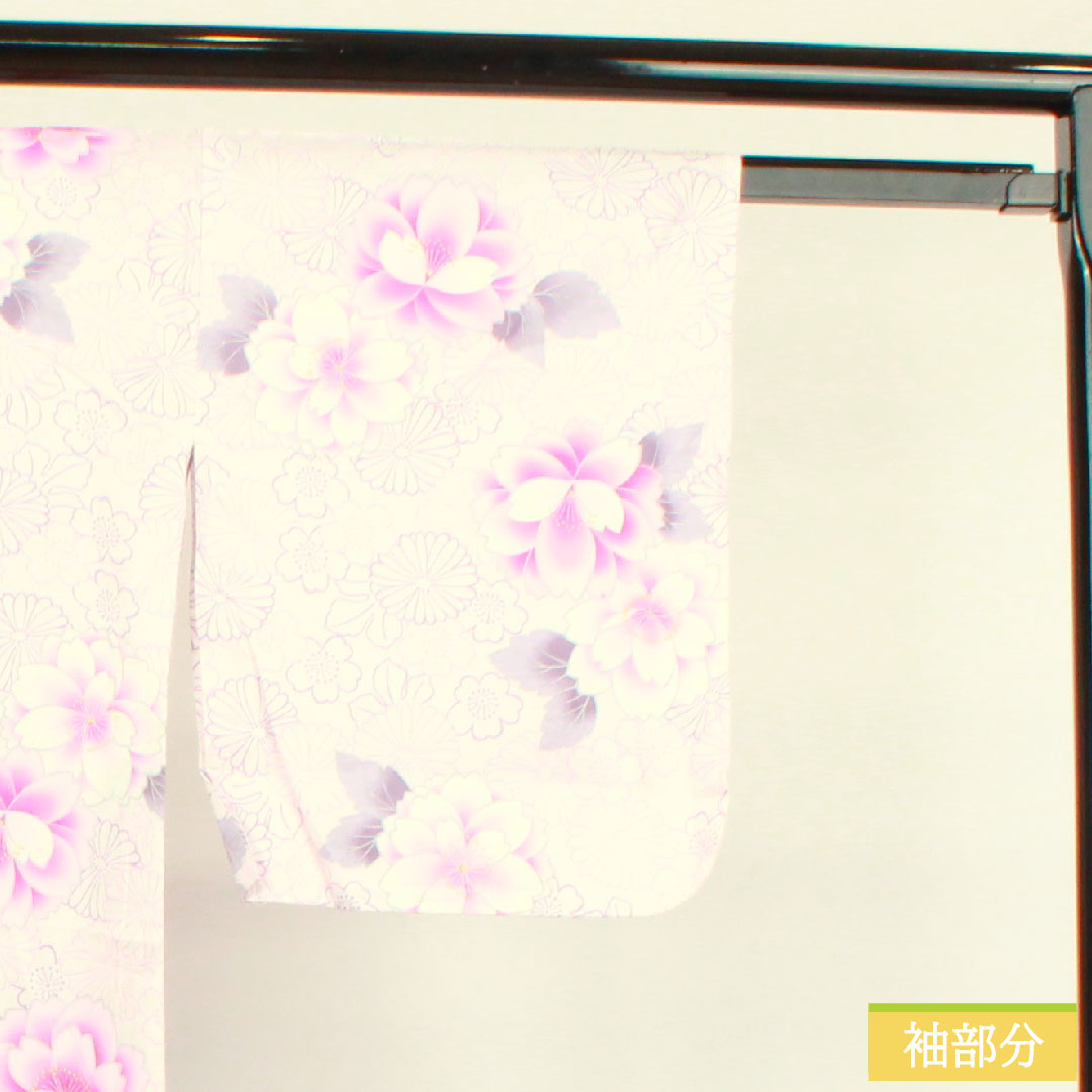 浴衣 木綿 身丈163cm 裄丈64.5cm Sランク 単衣 ピンク系 桜色（さくらいろ） 桜 菊 1118004542413