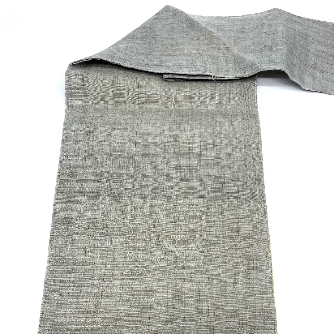 名古屋帯 魚 紬地 作家物 染帯 帯丈367cm 正絹 Aランク ポイント柄 カジュアル グレー系 1124005003322  名古屋仕立て