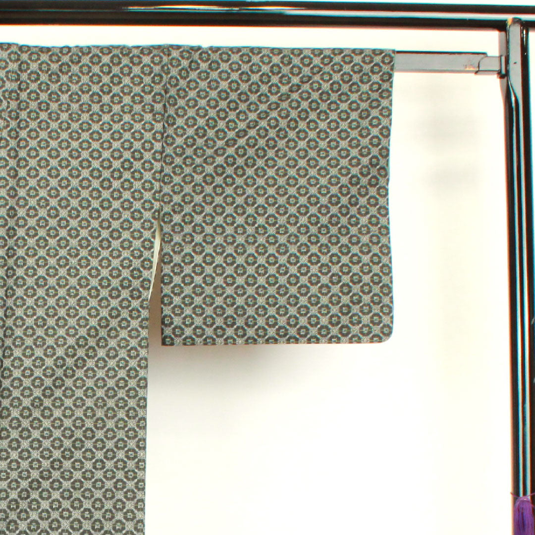 Murayama Oshima Length 148cm Sleeve length 62.5cm Geometric pattern Pure silk A rank Awase Black 1116001953110