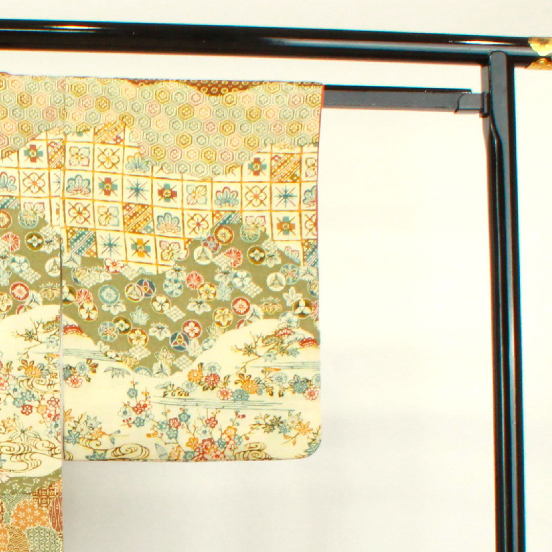 訪問着 正絹 袷 身丈158cm 裄丈63cm 京紅型 吉祥文様 Sランク グラデーション系 1112003212399