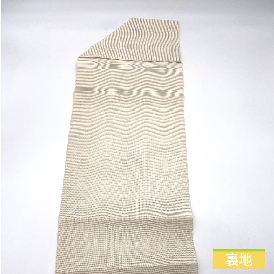 Nagoya Obi, Natural-Colored (Kinari-Iro), Summer Obi, Wave Pattern, 366cm Long, Pure Silk, S-Rank, Pointed Pattern, Casual, Cream-Colored, Pine Needle Style, Product Number: 1124008572315