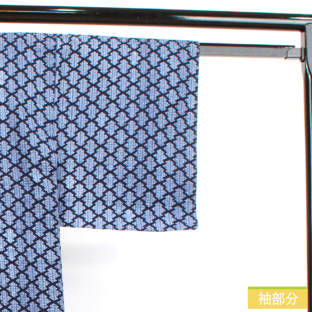 Yukata Cotton Length 149cm Sleeve length 61cm S rank Single layer Navy Deep navy Ripple Geometric pattern 1118004502118
