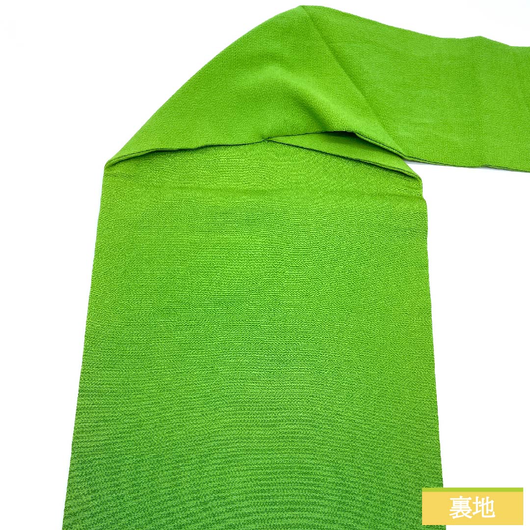 Nagoya obi, light green, stencil dyeing, Kyoto red pattern, pine, Kyogen crest, Japanese crepe, obi length 378.5cm, pure silk, A rank, point pattern, casual, green, 1124005793319, Nagoya style