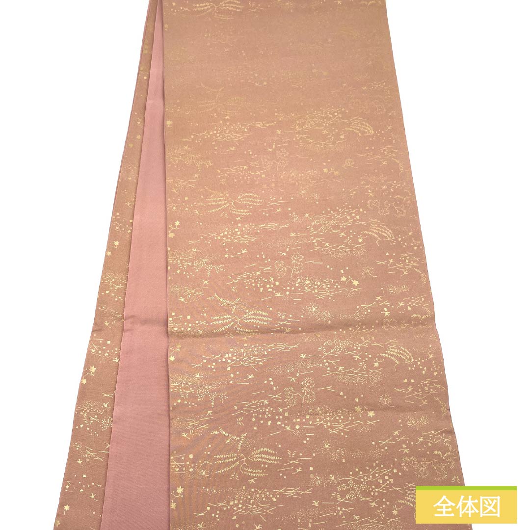 Fukuro Obi, pure silk, Tokiasagi color, for Tomesode, Suwato embroidery, flower cart, obi length 468cm, S rank, point pattern, formal, pink, 1123013952413