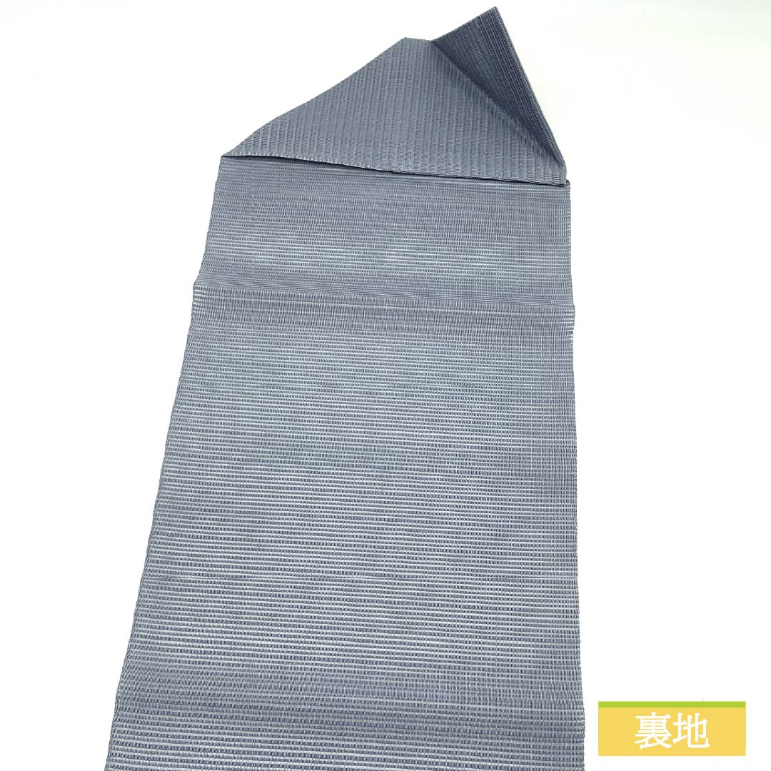 名古屋帯 青袋鼠色（せいたいねずいろ） 夏帯 抽象模様 帯丈373cm 正絹 Sランク ポイント柄 カジュアル 青系 1124008722317 松葉仕立て