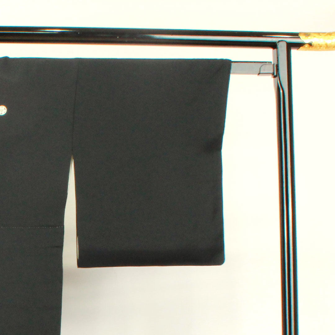 Black Tomesode, Length 166cm, Sleeve Length 66.5cm, Awase, Kyoto Yuzen, Floral Pattern, Katabami, Pure Silk, A Rank, Five Crests, Black, 1111000743510