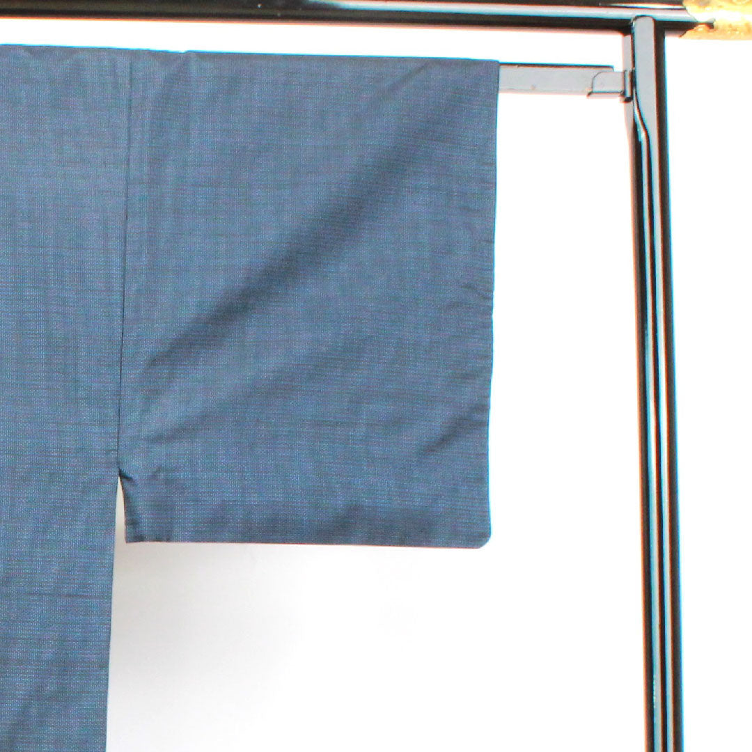 Men's Length 144cm Sleeve length 69.5cm Oshima Tsumugi Ensemble 100 Tortoiseshell Silk S Rank Awase Navy 1119000622418
