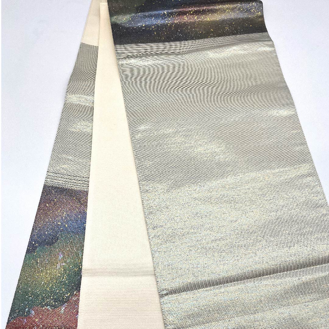 Fukuro Obi with Mother of Pearl, Abstract Pattern, Hikigaku, Length 434cm, Pure Silk, S Rank, Point Pattern, Formal, Gradient Style, 1123005912399