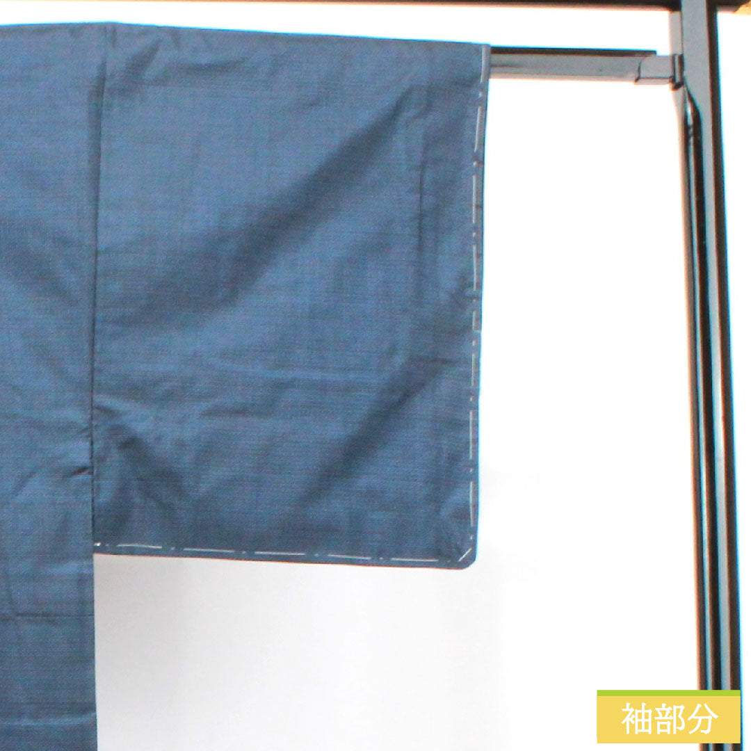 Men's pure silk, length 146cm, sleeve length 67.5cm, Oshima Tsumugi 100 tortoiseshell, with basting thread, unused, S rank, lined, navy blue, 1119000752418