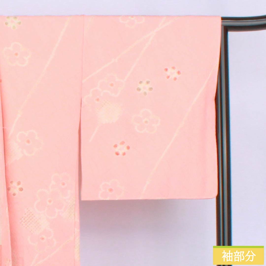 Haori (Japanese traditional kimono jacket) made of pure silk, S-rank, length 84cm, sleeve length 66cm, Shinonome-iro (Shinonome-iro) color, floral design, lined, pink, with basting thread, product number 1117001332913