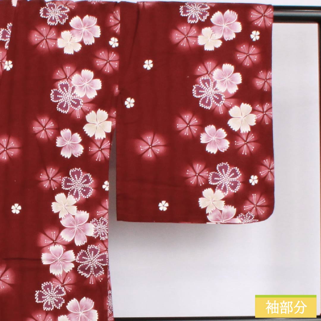 Cotton Yukata, Length 164cm, Sleeve Length 65cm, S Rank, Single Layer, Deep Scarlet Red, Pink, 1118006412412