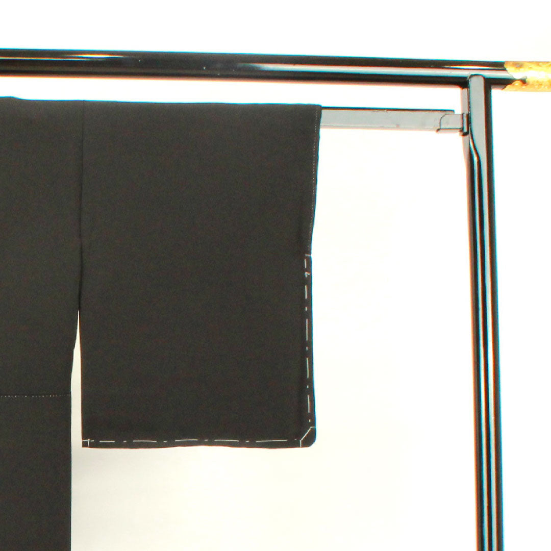 黒留袖 身丈161.5cm 裄丈63cm 袷 作家物 松 鴛鴦 三つ橘 正絹 Sランク 五つ紋 黒系 1111000582410