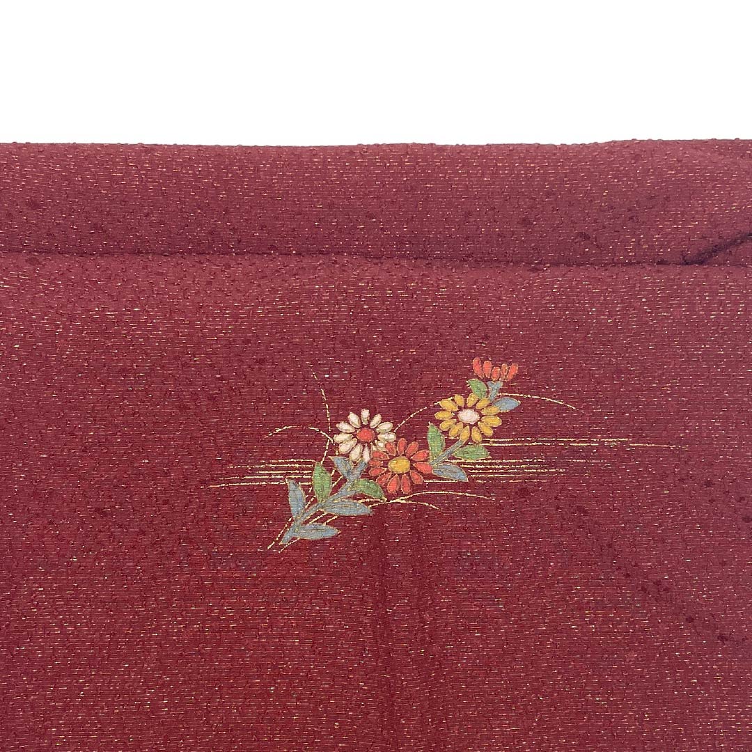 (Like new) S-Rank Silk Obijime and Obiage Set, Sapphire and Crimson with Glitter, Approximately 156cm Long, 1.3cm Wide, Semi-Formal, Red, Item Number: 1141000152312