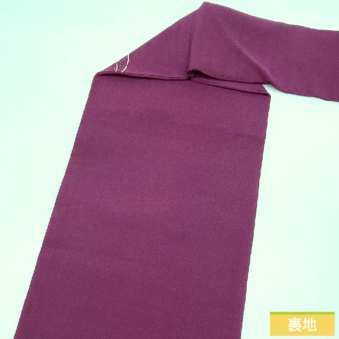Nagoya obi, grape color, Kyoto Bingata, classic pattern, flowers, flowing water, autumn leaves, obi length 345cm, pure silk, S rank, point pattern, casual, purple, 1124005302320, Nagoya tailoring
