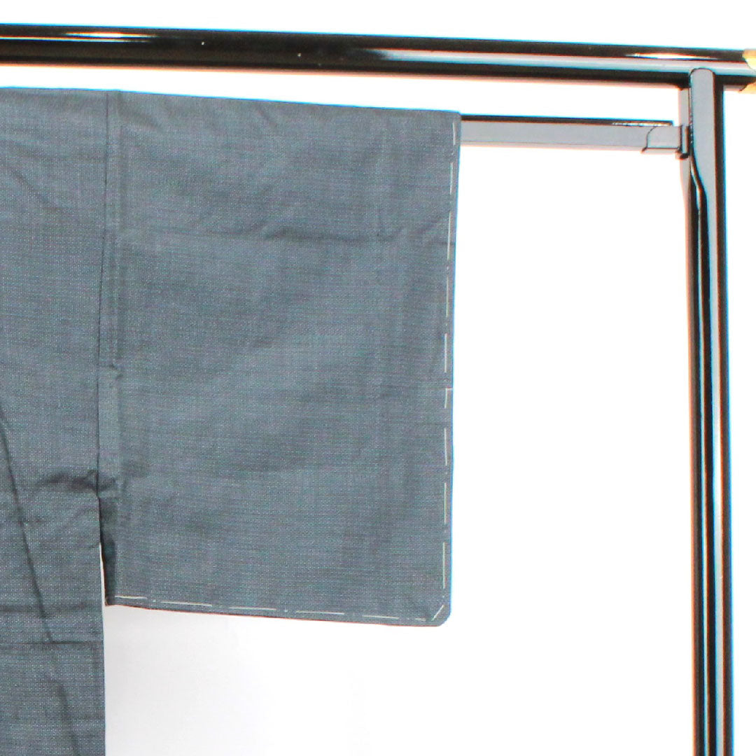 Men's, Length 136cm, Sleeve length 63.5cm, Oshima Tsumugi, 100 tortoiseshell, with basting thread, unused, pure silk, S rank, lined, navy blue, 1119000632318