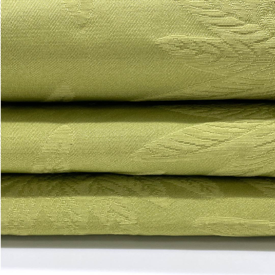 Half-width obi, polyester, obi length 380cm, blue-leaf color, floral pattern, Pandanus, plant pattern, cloud, geometric pattern, green, A rank, 1125001303319