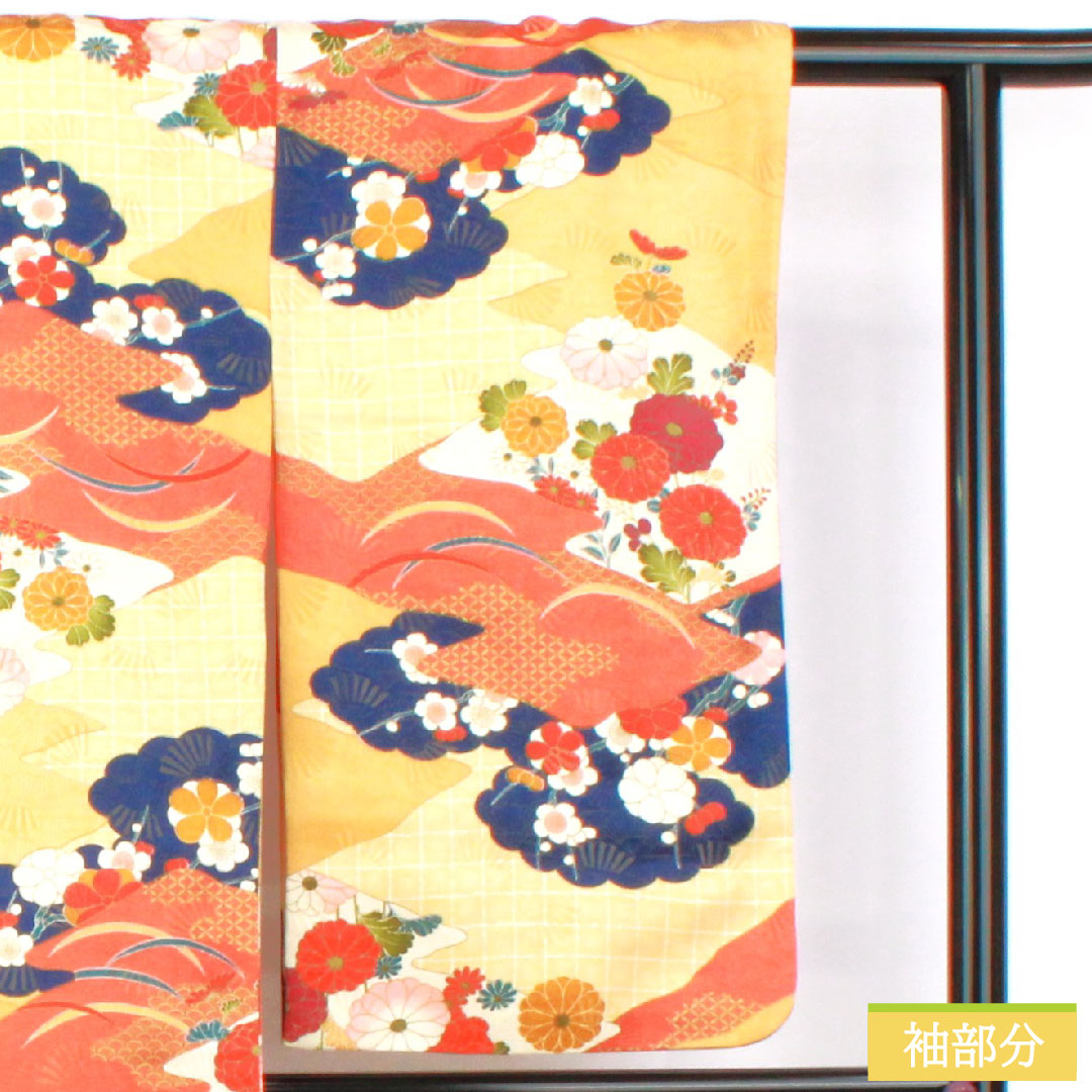 Komon, pure silk, length 153cm, sleeve length 62cm, lined, Kyo-Yuzen, auspicious pattern, A rank, gradation style, 1115004493299