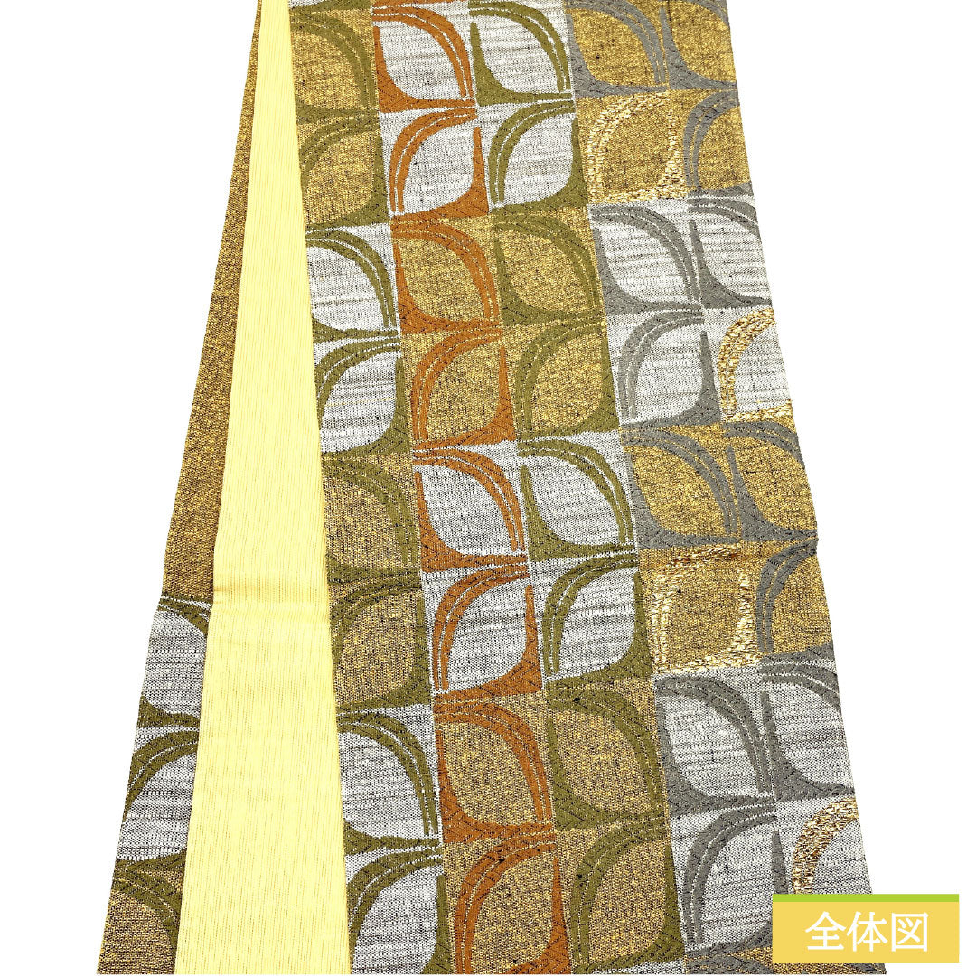 Fukuro Obi (Sash), Pure Silk, S-Rank, Tsumugi Fabric, Abstract Pattern, Length 478cm, Six-Ply, Casual, Brown, Item Number 1123016672414