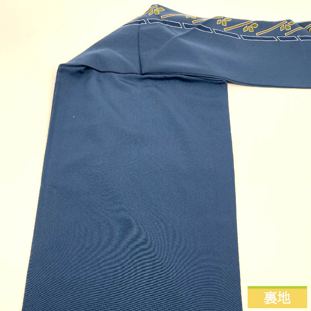 Nagoya Obi, Gosu-iro (Gosu color) Dyed Obi, Abstract Floral Pattern, Abstract Plant Pattern, Obi Length 345cm, Pure Silk, S Rank, Full Length, Casual, Navy Blue, 1124006132318, Nagoya Made
