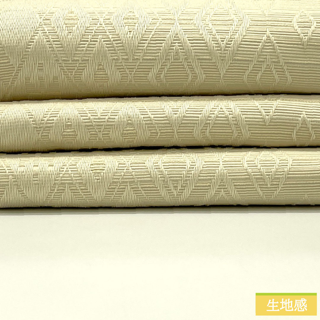 （新品）半幅帯 ポリエステル NEWランク 乳白色（にゅうはくしょく） 燻銀色（いぶしぎんいろ） 菱型 花柄 リバーシブル 帯丈400cm 白系 1125002491411