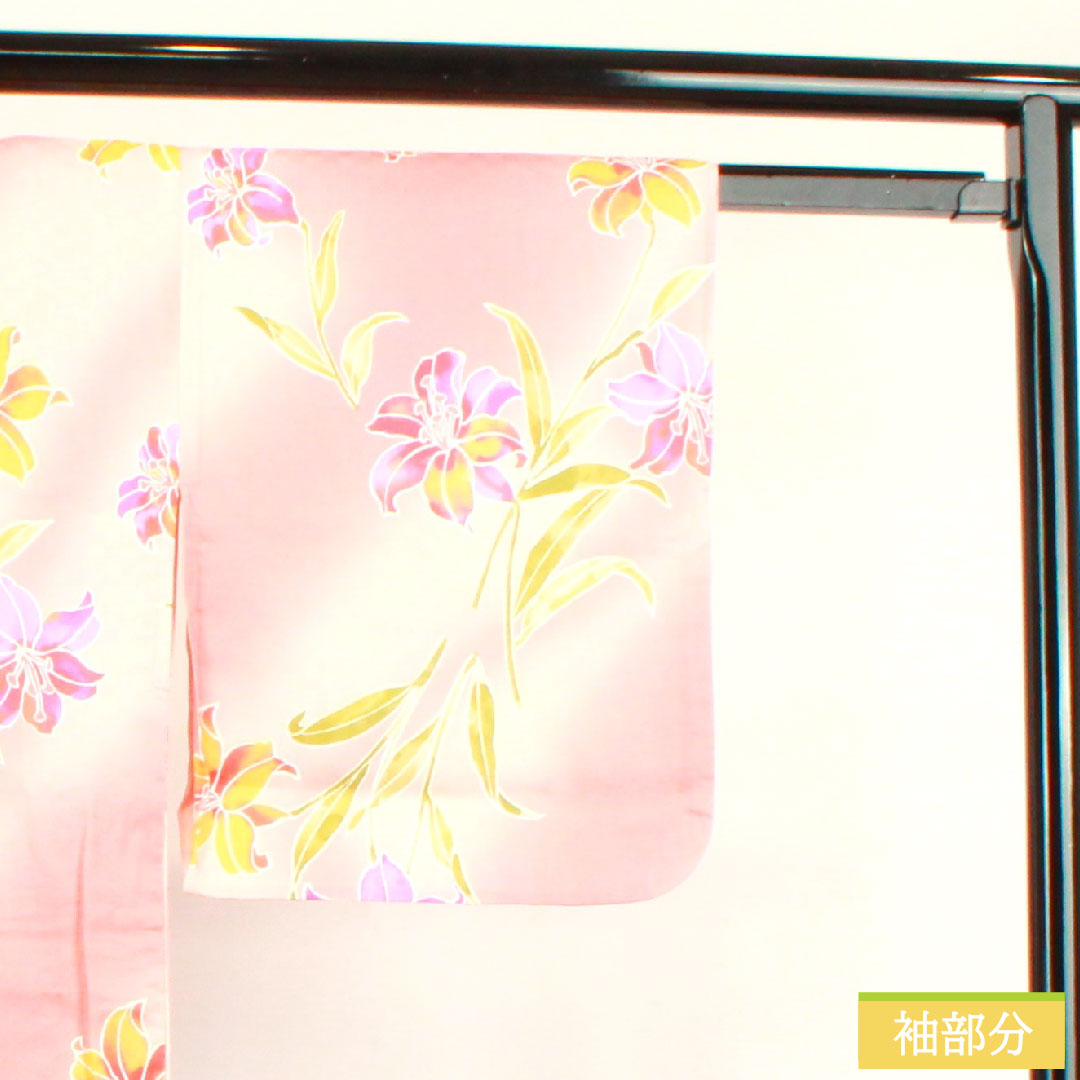 Yukata Cotton Length 162.5cm Sleeve length 67.5cm S rank Single layer Pink Casablanca 1118004812413