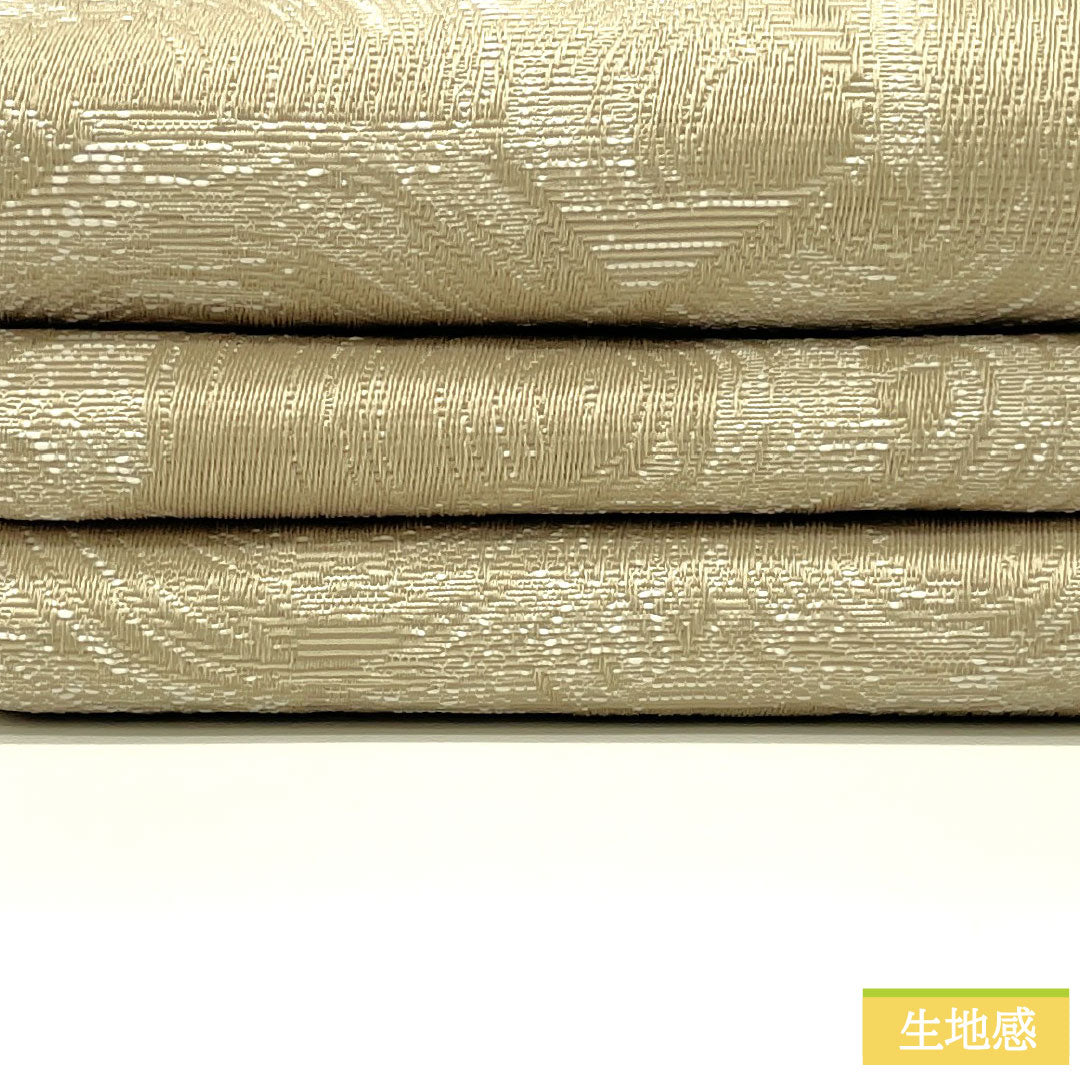 (New) Half-width obi, polyester, NEW rank, Shirotsurubami-iro (light oak color), geometric pattern, circles, abstract floral pattern, reversible, obi length 400cm, beige tones, 1125002621425