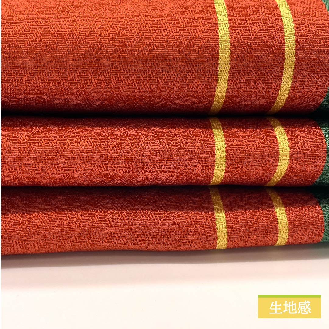 [Unhemmed] Half-width obi, polyester, S-rank, cinnabar red, stripes, geometric pattern, simple, reversible, obi length 400cm, vermillion tones 1125001082416