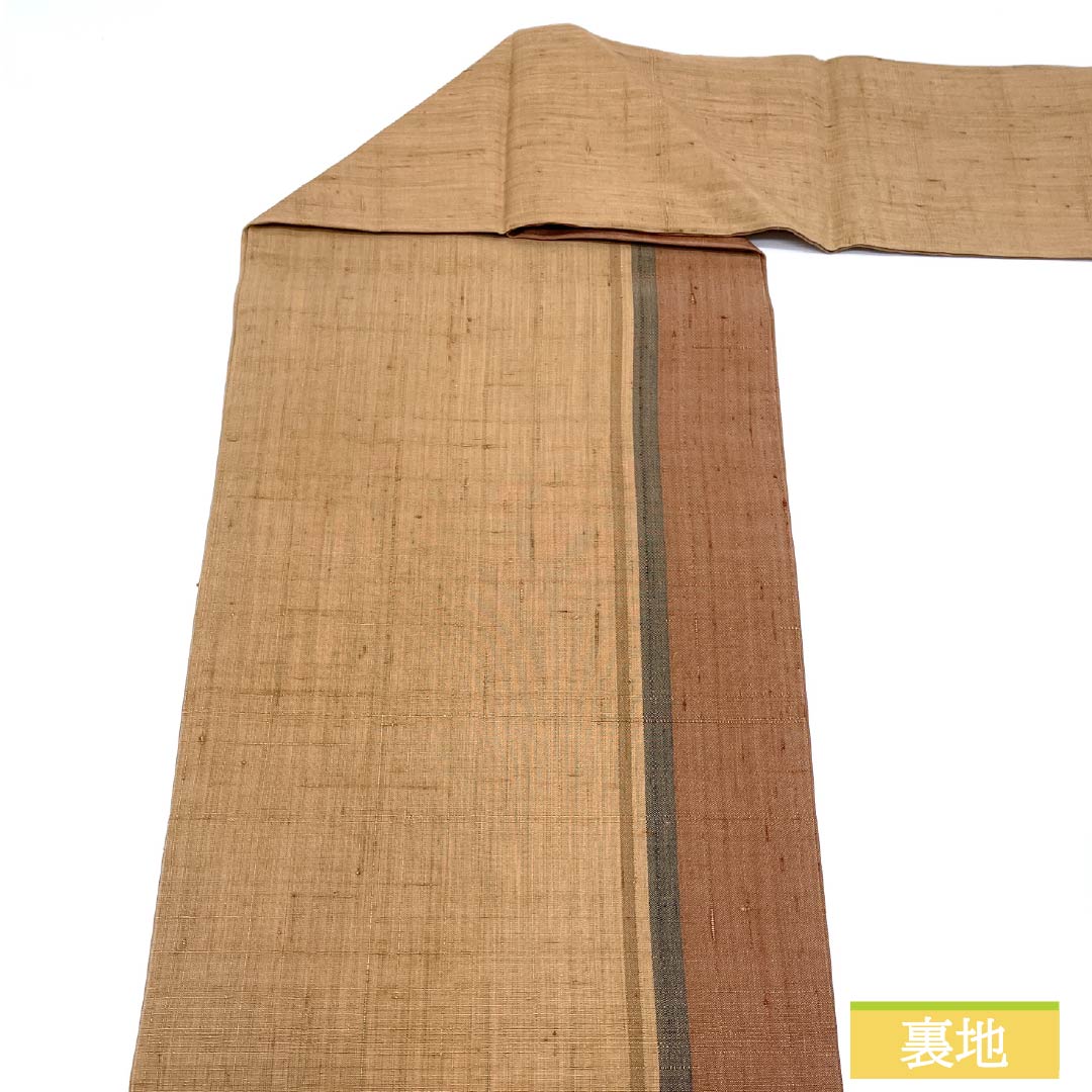 Nagoya Obi, Earthenware Color (Kawarakeiro), Tsumugi Fabric, Iroha Uta, Weaving, Obi Length 375cm, Pure Silk, S Rank, Point Pattern, Casual, Gradient Style, 1124007992399, Nagoya Made