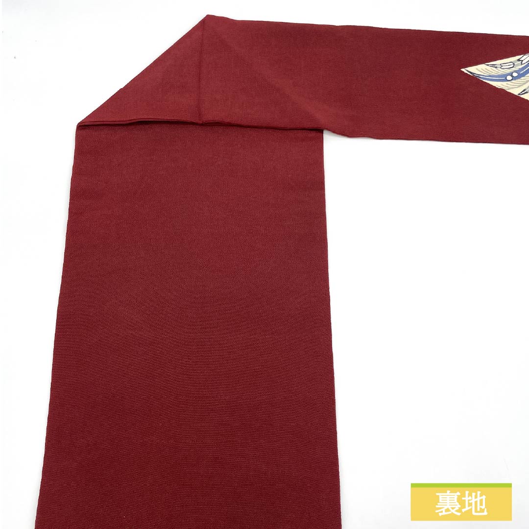 Nagoya obi, shrimp color, crepe fabric, Tsujigahana, obi length 366cm, pure silk, S rank, point pattern, casual, vermilion, 1124007482316, Nagoya style