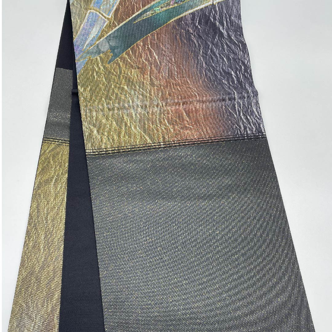 Fukuro Obi Black Bamboo Pattern Obi Length 442cm Pure Silk S Rank Point Pattern Semi-Formal Black 1123009412310