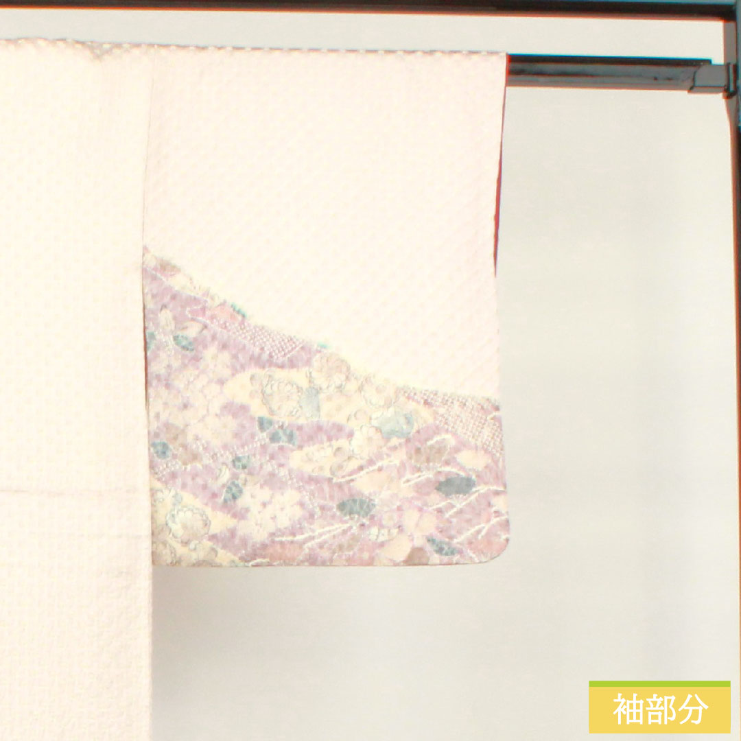 Homongi, pure silk, lined, length 159.5cm, sleeve length 63cm, cherry blossom color, tie-dye, Tsujigahana, A rank, purple, 1112004113320