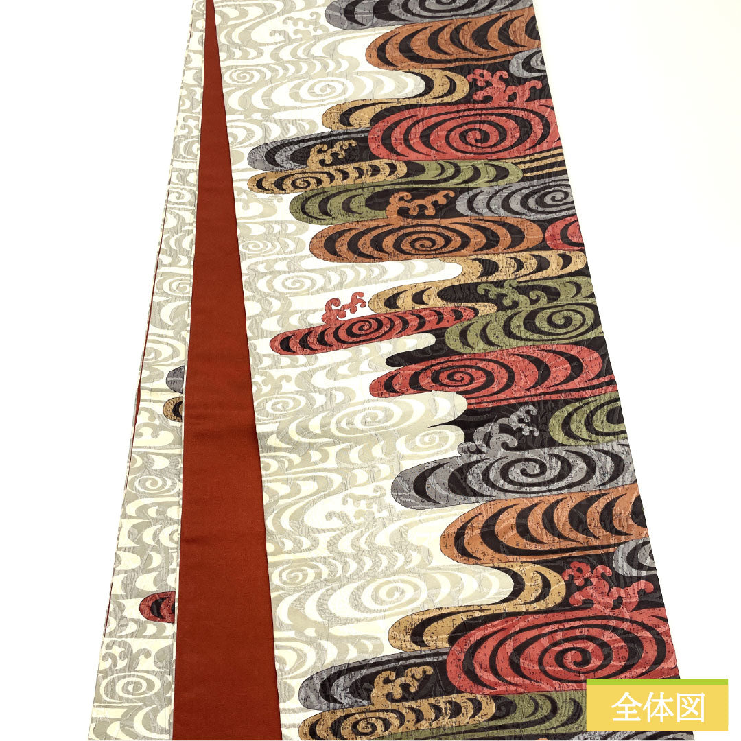 Fukuro Obi Silk S Rank Hosho Hakata-ori Dyed Obi Ryusui Kumotori Obi Length 436cm Full Pattern Casual White Tone 1123017422311