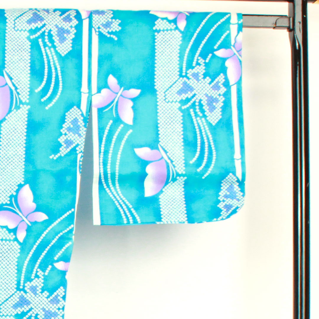 Butterfly Yukata Cotton S Rank Single Layer Length 160cm Sleeve Length 67cm Blue 1118001002417