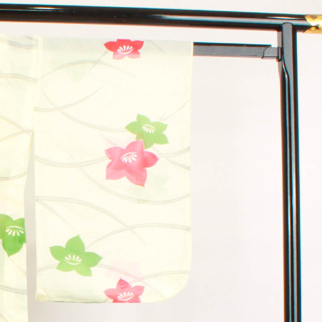 夏物 ポリエステル 訪問着 身丈160cm 裄丈65cm 白百合色（しらゆりいろ）露芝 花模様 絽 Aランク クリーム系 1132000083415
