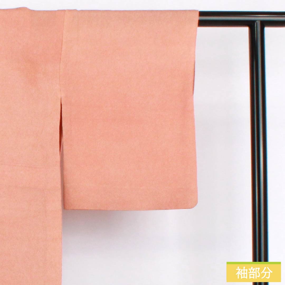 A-Rank Pure Silk Komon (Small-Wear) - Length 157.5cm, Sleeve Length 63cm - Single-Layer Kimono - Hisameiro (Faded Scarlet) - Edo Komon (Small-Wear) - Shark Skin Pattern - Five-Three Paulownia Pattern - Orange-Based Crest - Product Code: 1115007223326